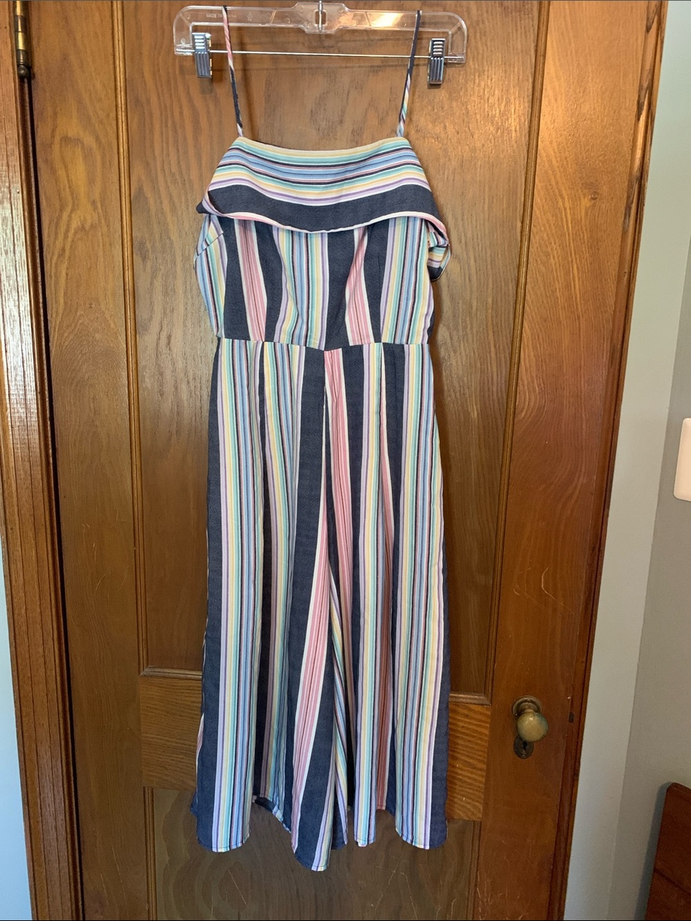 Pink Owl Striped Off-Shoulder Jumpsuit in Multicolor